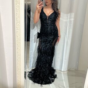 Black Chantel Feather Gown size:2